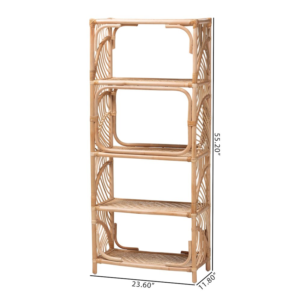 Baara Natural Rattan 4-Tier Display Shelf - Handcrafted Bookcase. Picture 7