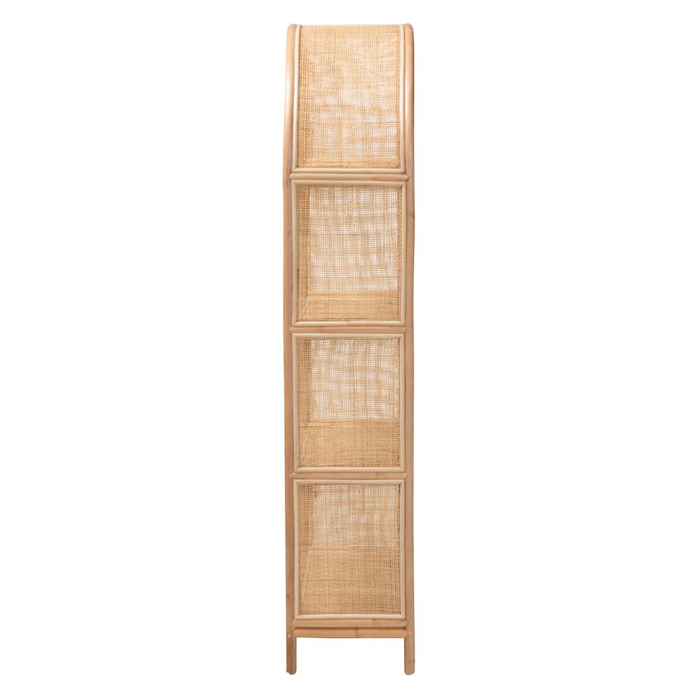 Natania Natural Rattan 4-Tier Display Shelf - Handwoven Arched Bookcase. Picture 3
