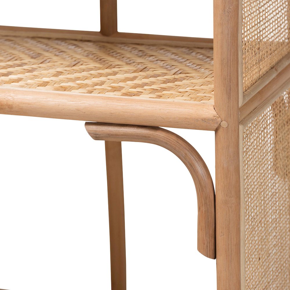 Natania Natural Rattan 4-Tier Display Shelf - Handwoven Arched Bookcase. Picture 5
