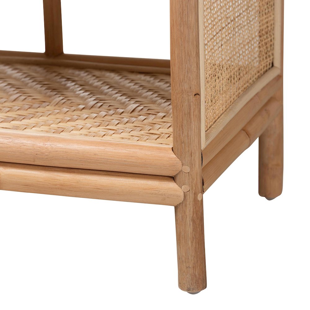 Natania Natural Rattan 4-Tier Display Shelf - Handwoven Arched Bookcase. Picture 6