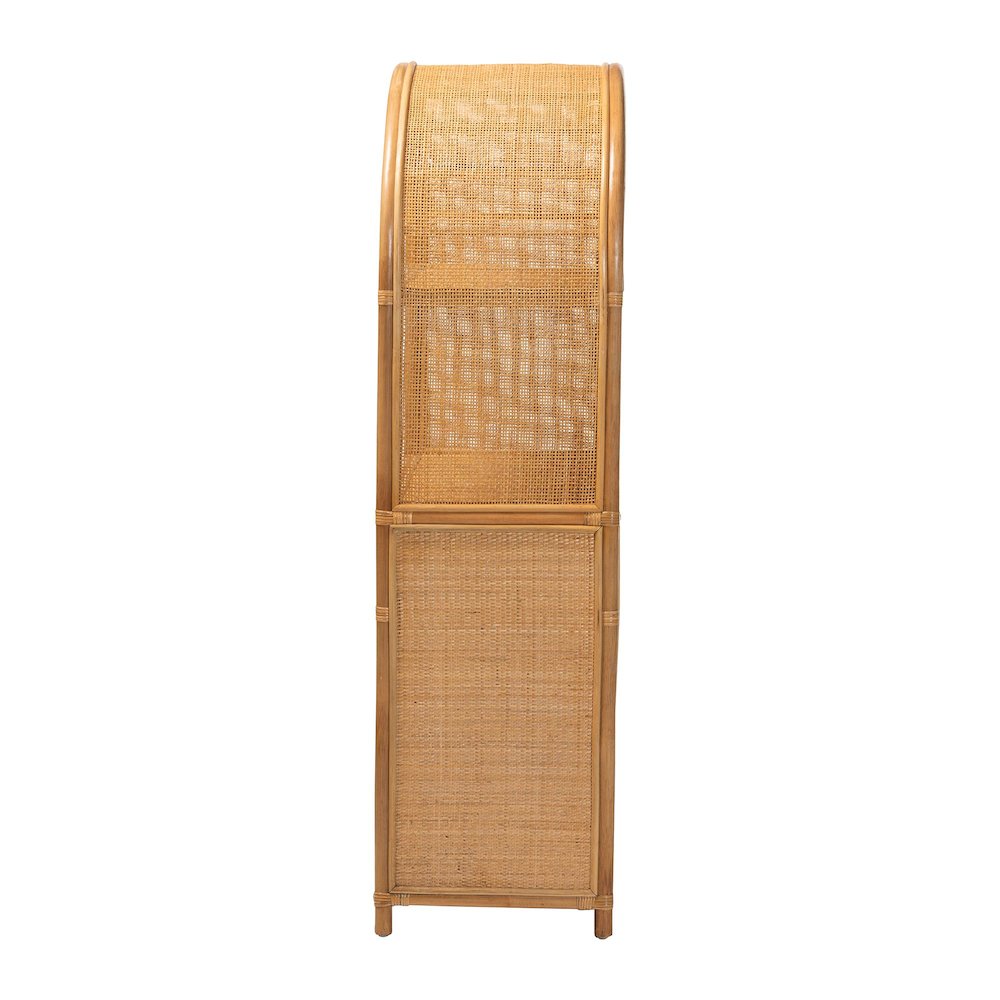Mairen Arched Natural Rattan Storage Cabinet -  Handwoven Pole Rattan Hutch. Picture 4