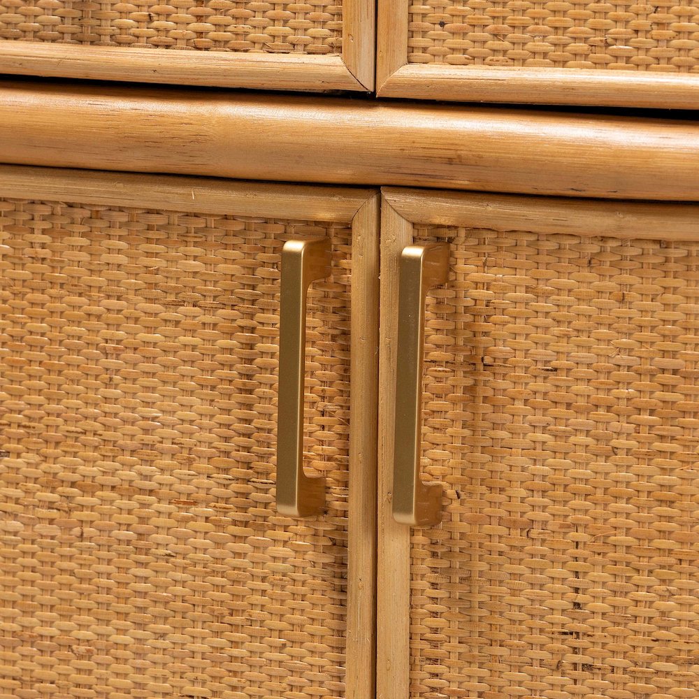Mairen Arched Natural Rattan Storage Cabinet -  Handwoven Pole Rattan Hutch. Picture 7