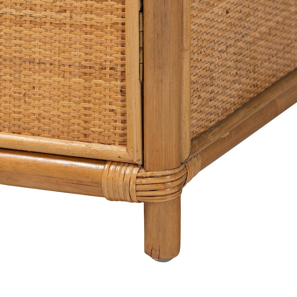 Mairen Arched Natural Rattan Storage Cabinet -  Handwoven Pole Rattan Hutch. Picture 8