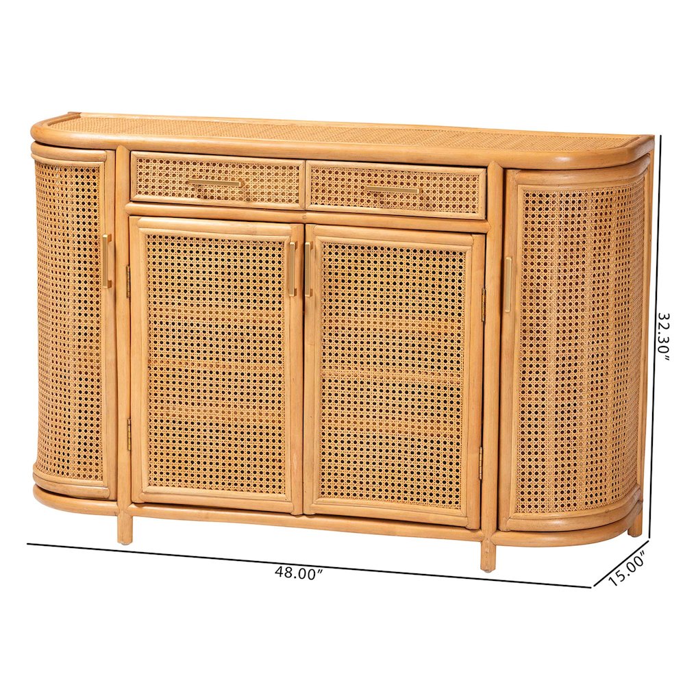 Natural Rattan Sideboard - Handwoven Wicker Buffet Credenza. Picture 10