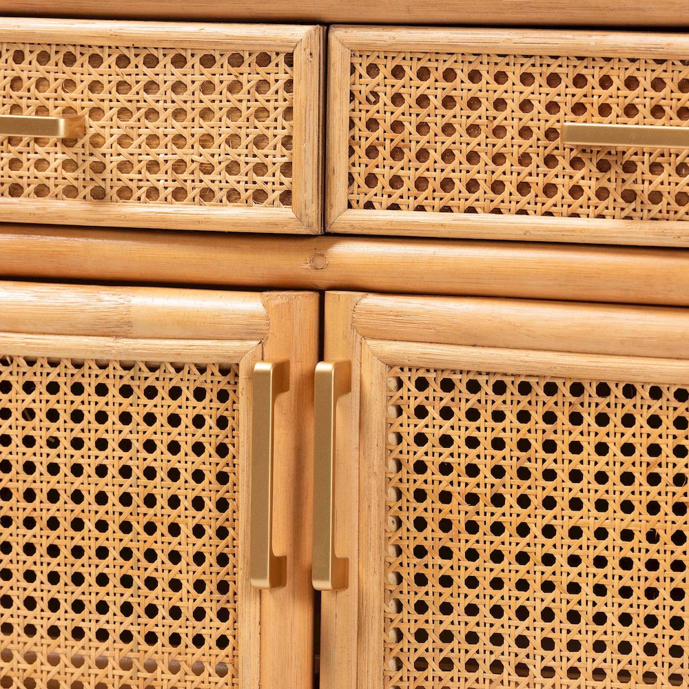Natural Rattan Sideboard - Handwoven Wicker Buffet Credenza. Picture 5