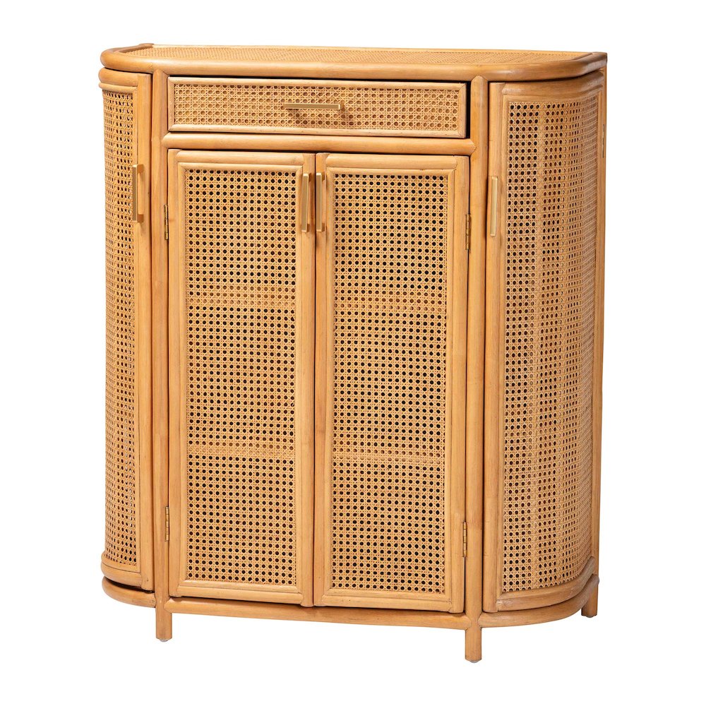 Natural Rattan Storage Cabinet - Handwoven Wicker Accent Cabinet. Picture 1