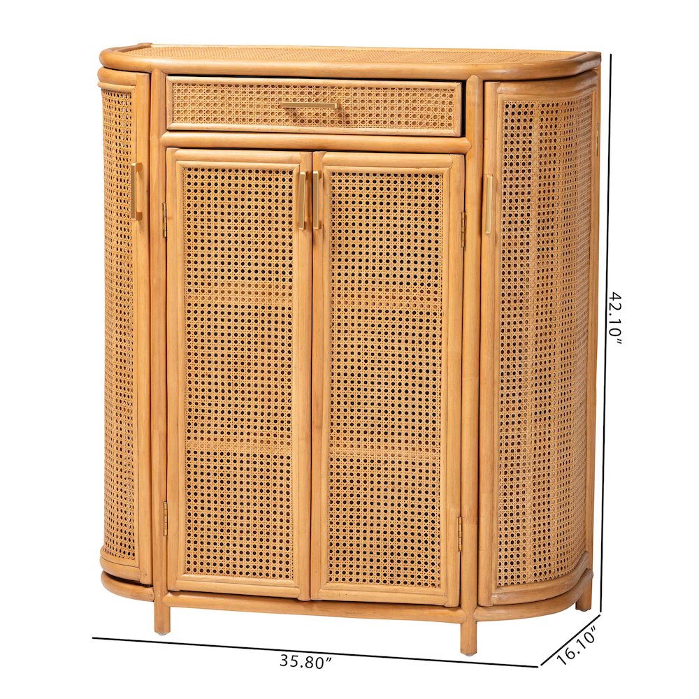 Natural Rattan Storage Cabinet - Handwoven Wicker Accent Cabinet. Picture 10
