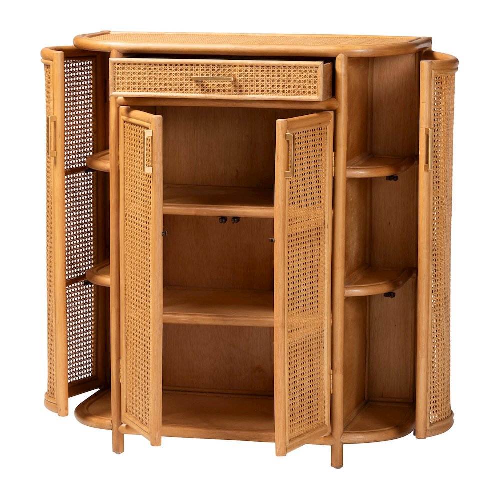Natural Rattan Storage Cabinet - Handwoven Wicker Accent Cabinet. Picture 2