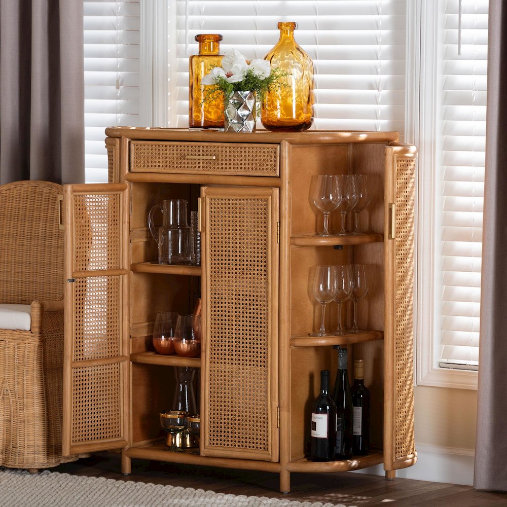 Natural Rattan Storage Cabinet - Handwoven Wicker Accent Cabinet. Picture 9