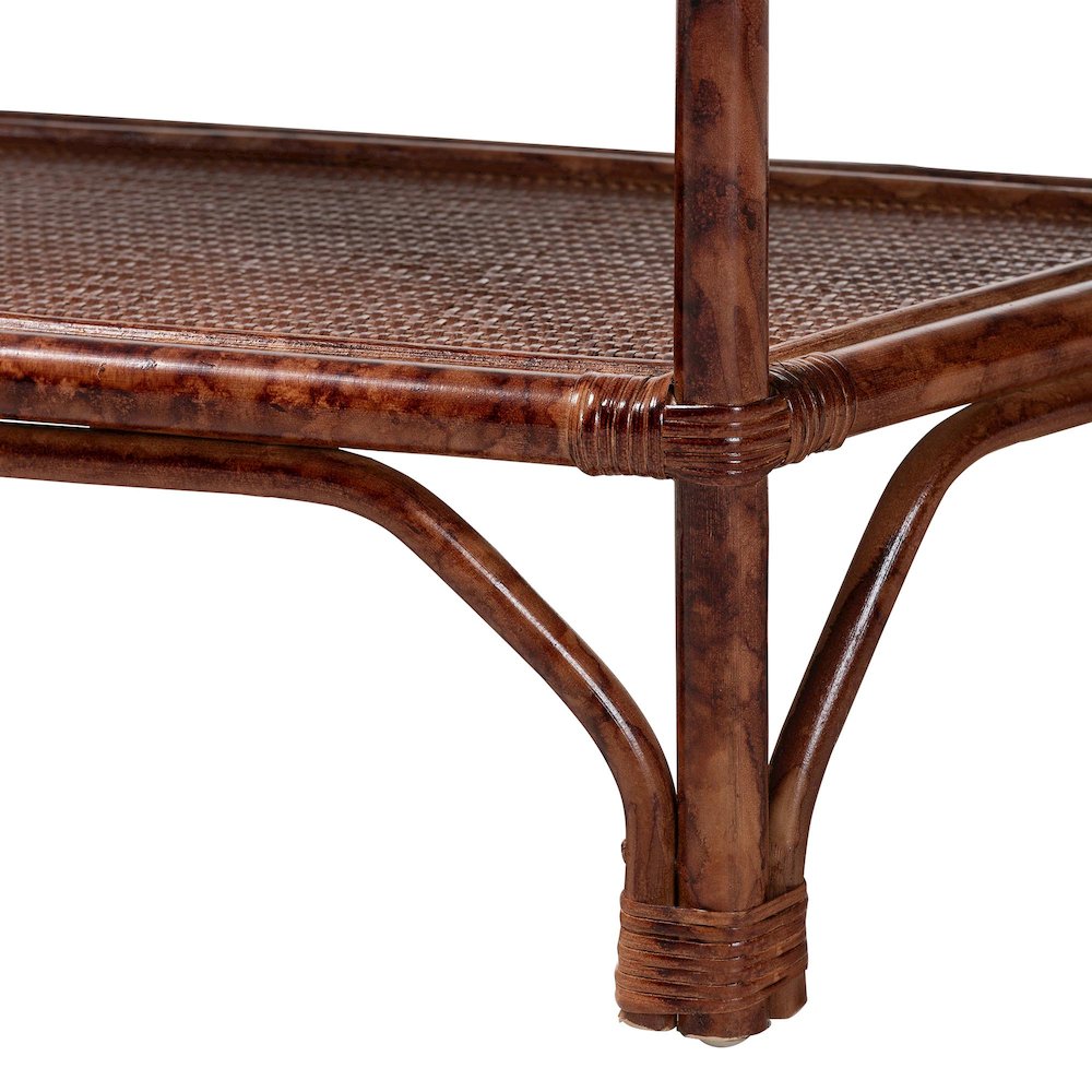 Gaspar Marbled Tortoise Natural Rattan Console Table - Handcrafted Accent Table. Picture 6
