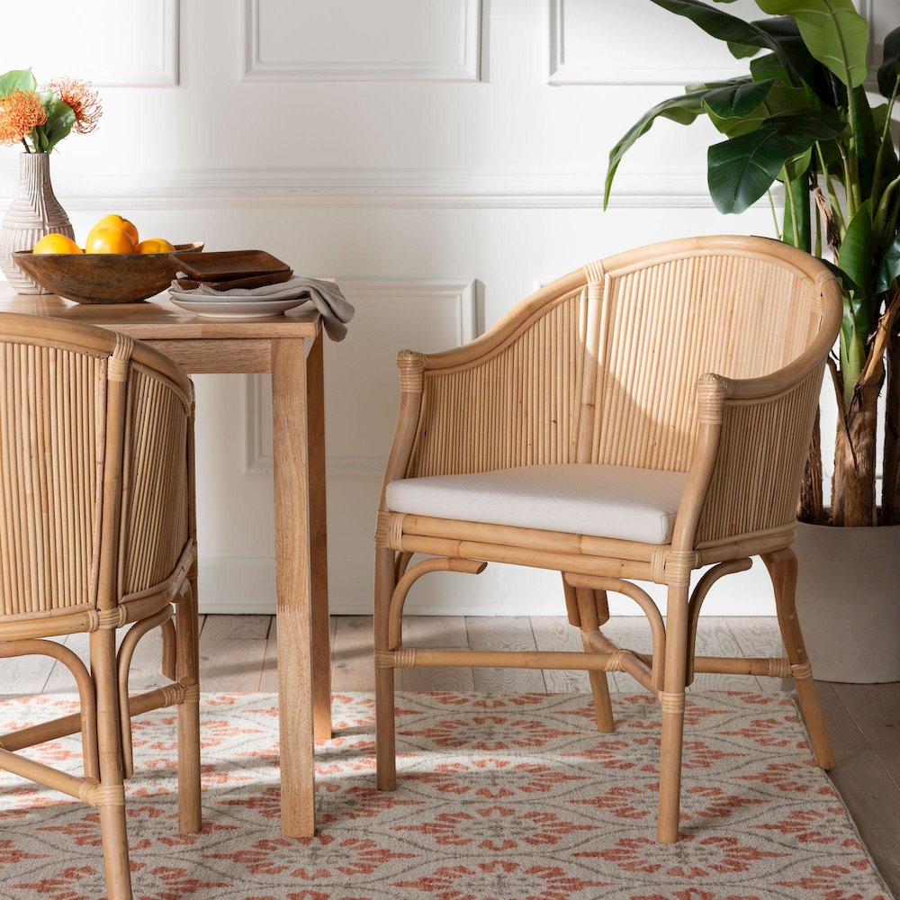 Hollis Natural Rattan Barrel Chair. Picture 8