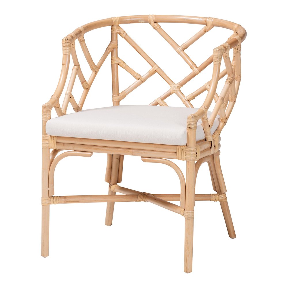 Natural Rattan Dining Chair - Handwoven Barrel Accent Chair. Picture 1