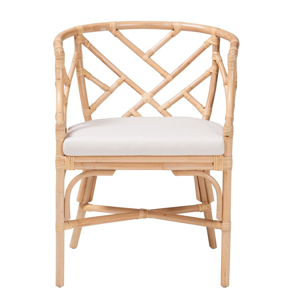 Natural Rattan Dining Chair - Handwoven Barrel Accent Chair. Picture 2