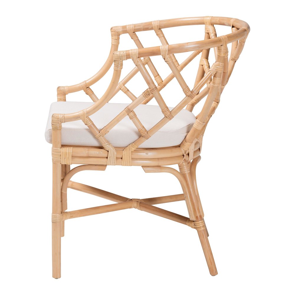 Natural Rattan Dining Chair - Handwoven Barrel Accent Chair. Picture 3
