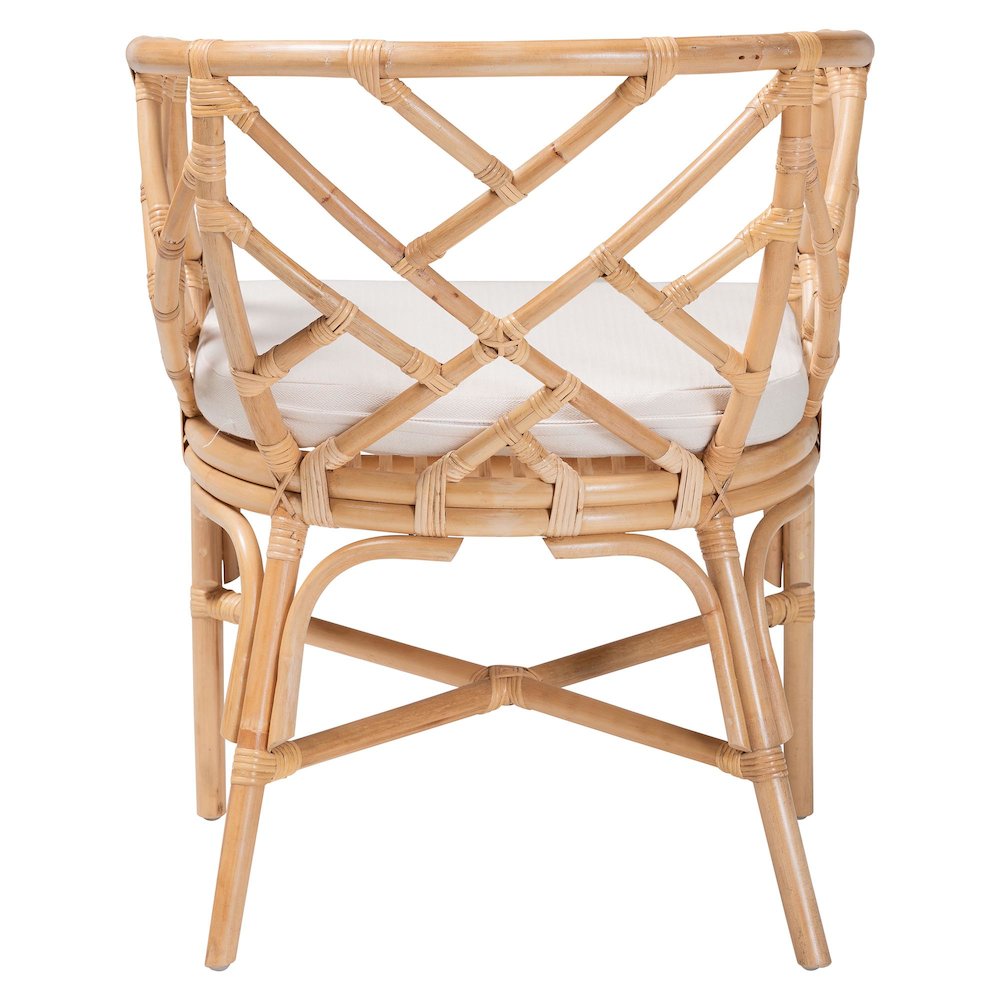 Natural Rattan Dining Chair - Handwoven Barrel Accent Chair. Picture 4