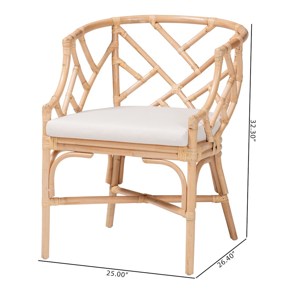 Natural Rattan Dining Chair - Handwoven Barrel Accent Chair. Picture 9