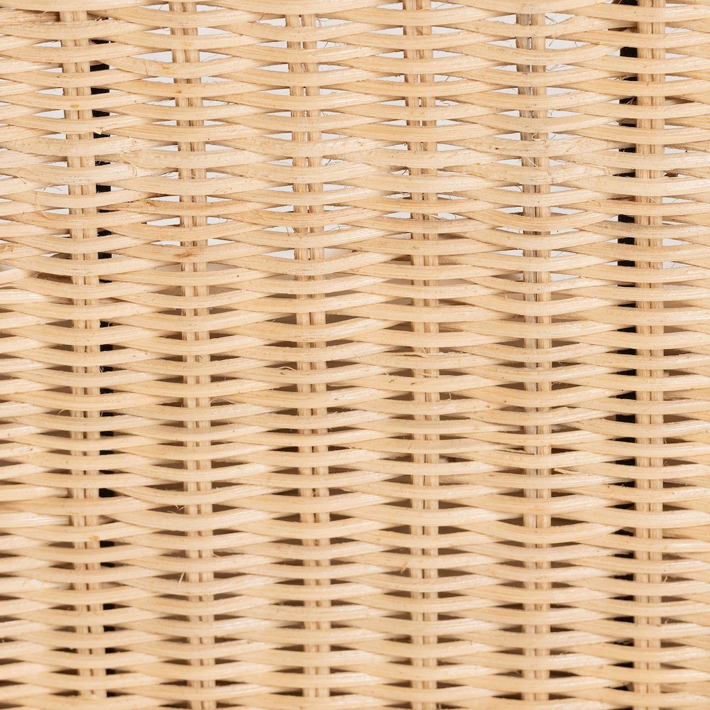Natural Rattan Ottoman with Cushion - Handwoven Wicker Pleated Skirt. Picture 5