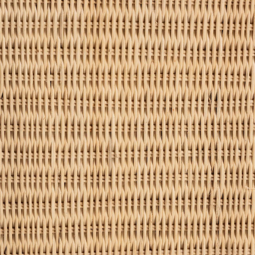Natural Rattan Ottoman with Cushion - Handwoven Wicker Pleated Skirt. Picture 5