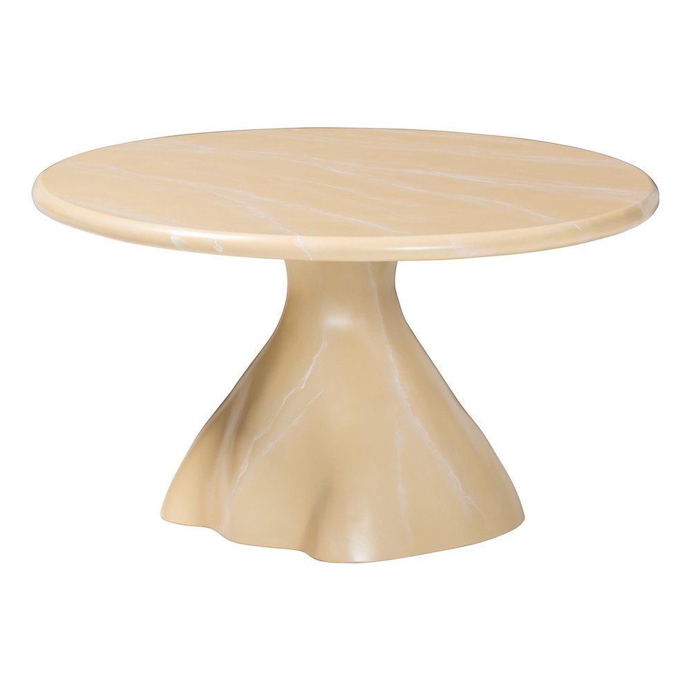 Marbled Resin Coffee Table - Sculptural Center Table, Cream. Picture 1