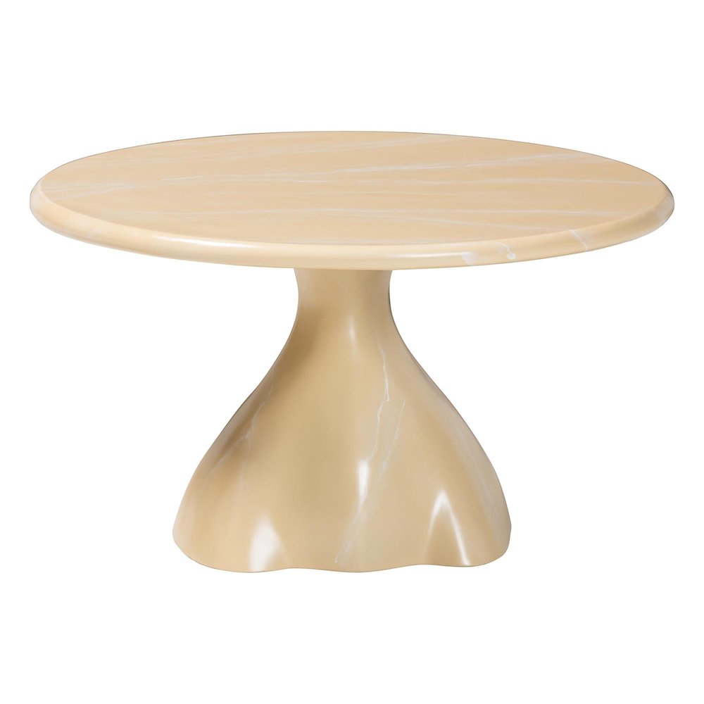 Marbled Resin Coffee Table - Sculptural Center Table, Cream. Picture 2