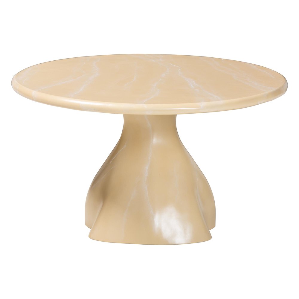 Marbled Resin Coffee Table - Sculptural Center Table, Cream. Picture 3