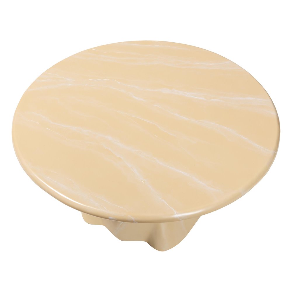 Marbled Resin Coffee Table - Sculptural Center Table, Cream. Picture 4
