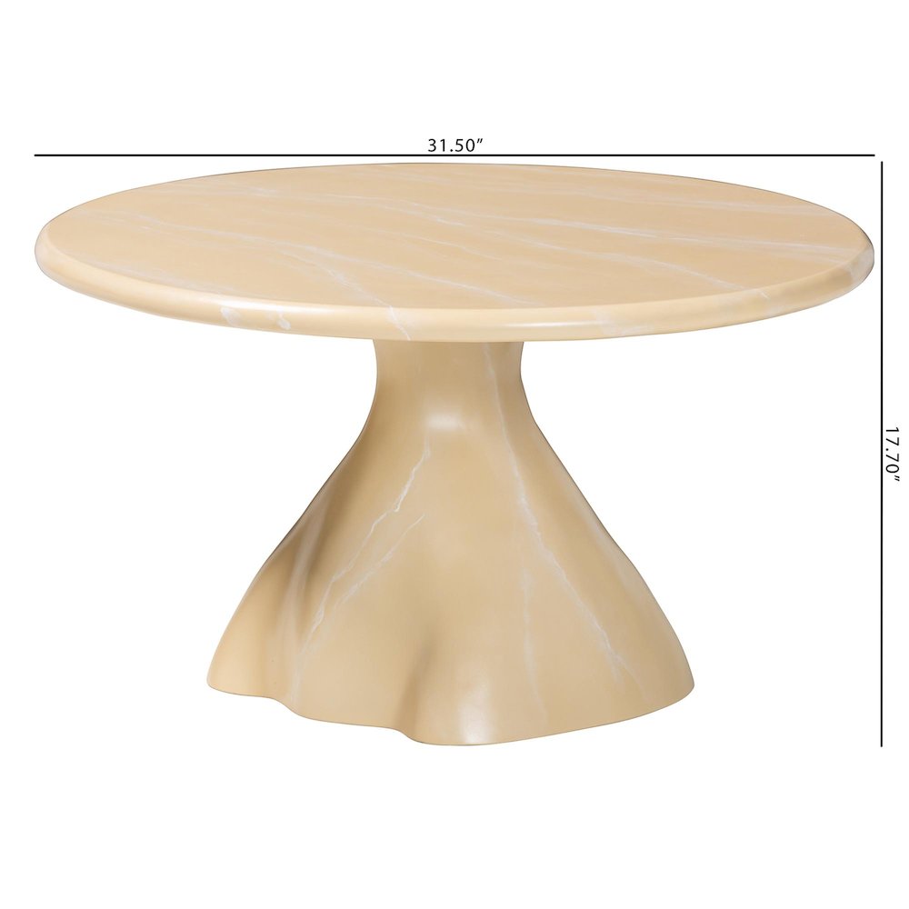 Marbled Resin Coffee Table - Sculptural Center Table, Cream. Picture 8
