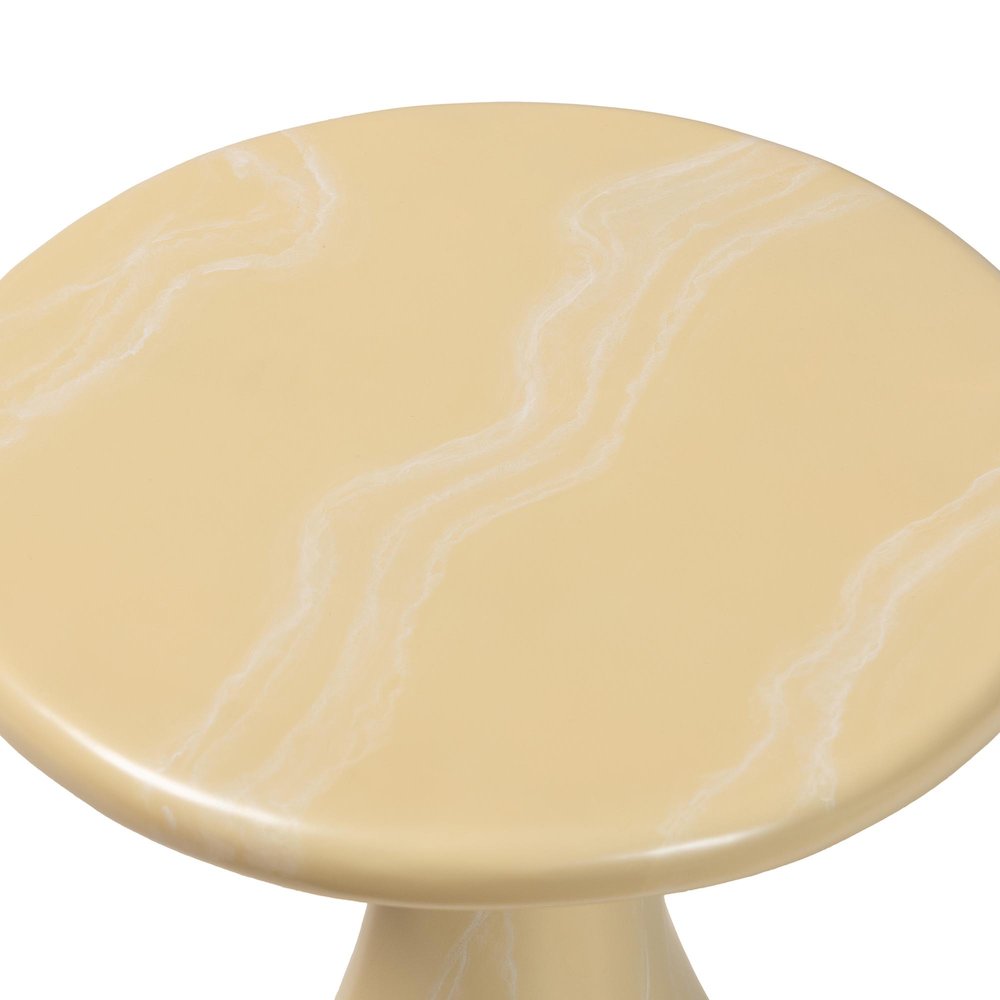 Marbled Resin End Table - Sculptural Side Table, Cream. Picture 3
