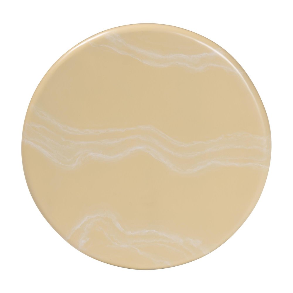 Marbled Resin End Table - Sculptural Side Table, Cream. Picture 4