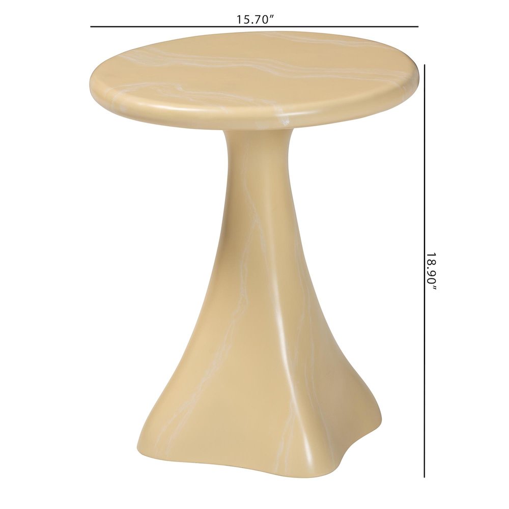 Marbled Resin End Table - Sculptural Side Table, Cream. Picture 8