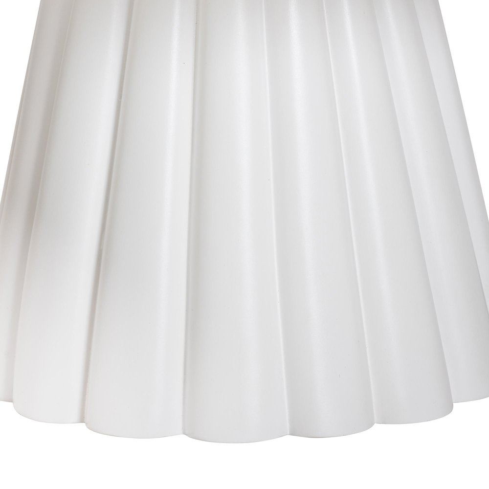 Round Coffee Table with Fluted Pedestal Base - White Resin Accent Table. Picture 2