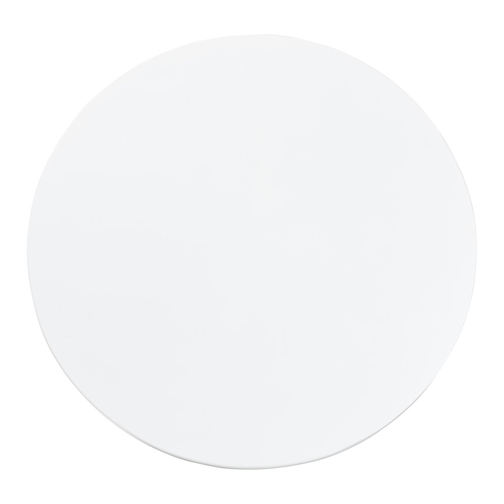 Round Coffee Table with Fluted Pedestal Base - White Resin Accent Table. Picture 3