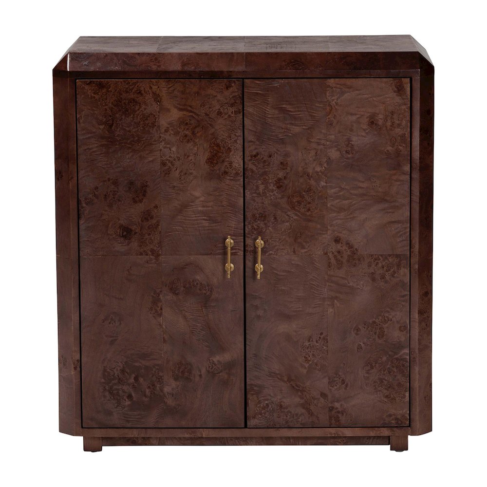 Valora Real Burl Wood Storage Cabinet in Dark Walnut Brown. Picture 3