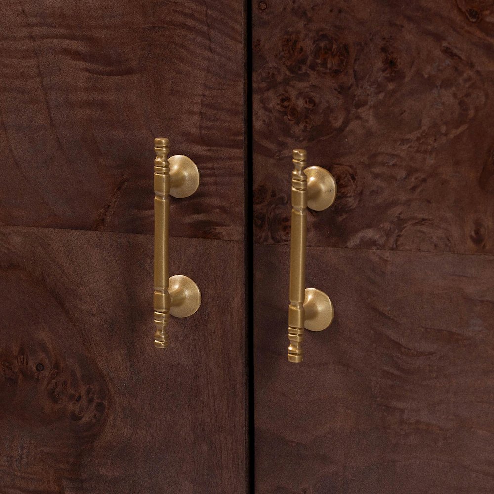 Valora Real Burl Wood Storage Cabinet in Dark Walnut Brown. Picture 5