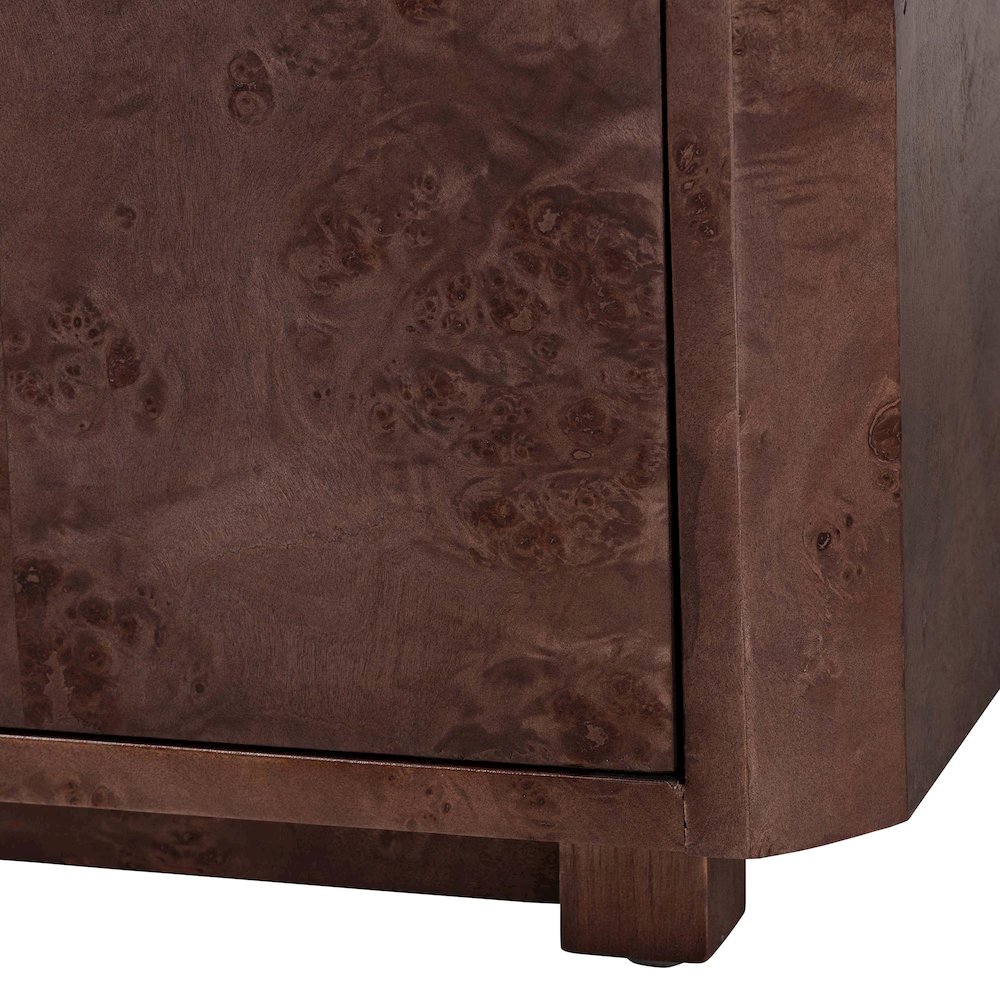 Valora Real Burl Wood Storage Cabinet in Dark Walnut Brown. Picture 6