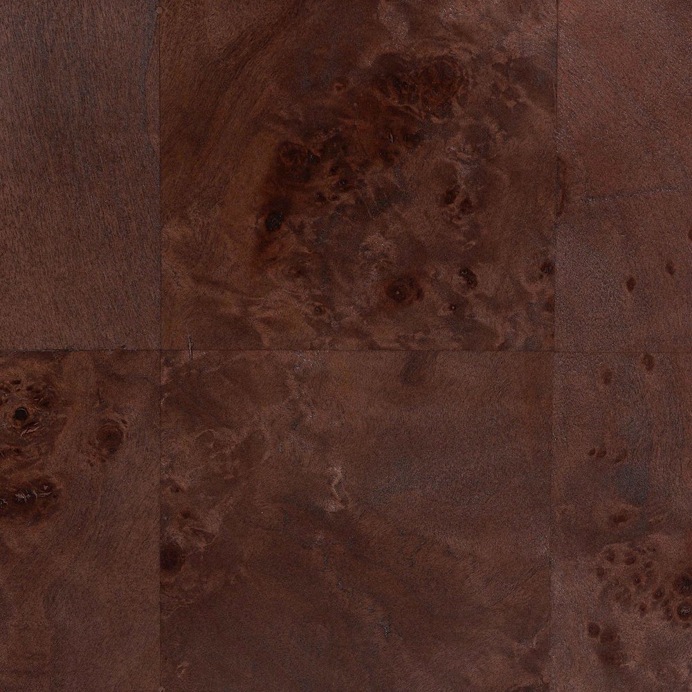 Kayla Real Burl Wood Nightstand in Dark Walnut Brown - Modern Bedside Table. Picture 7