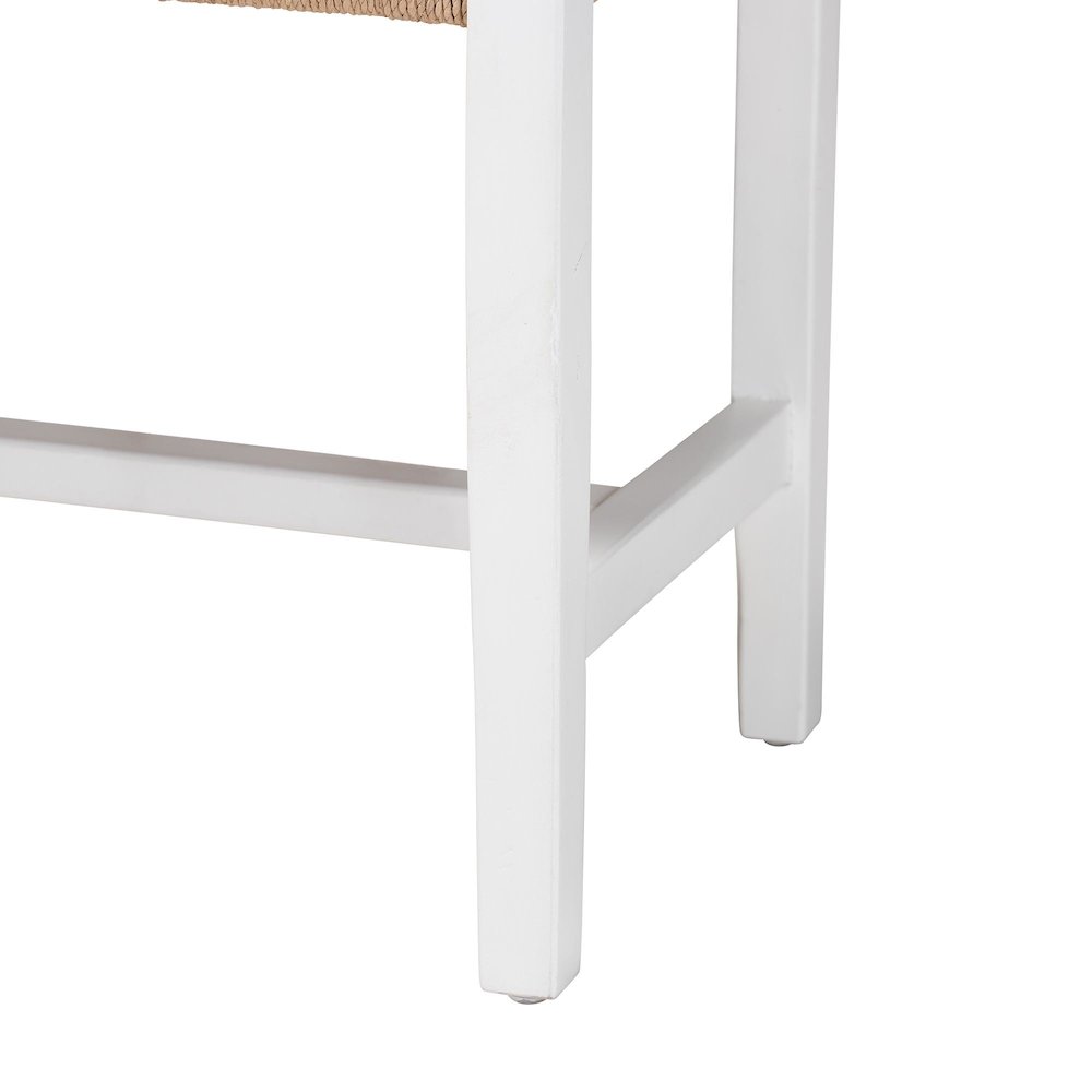 Woven Paper Loom Bench with Mahogany Wood Frame - Handcrafted Accent Seating. Picture 4