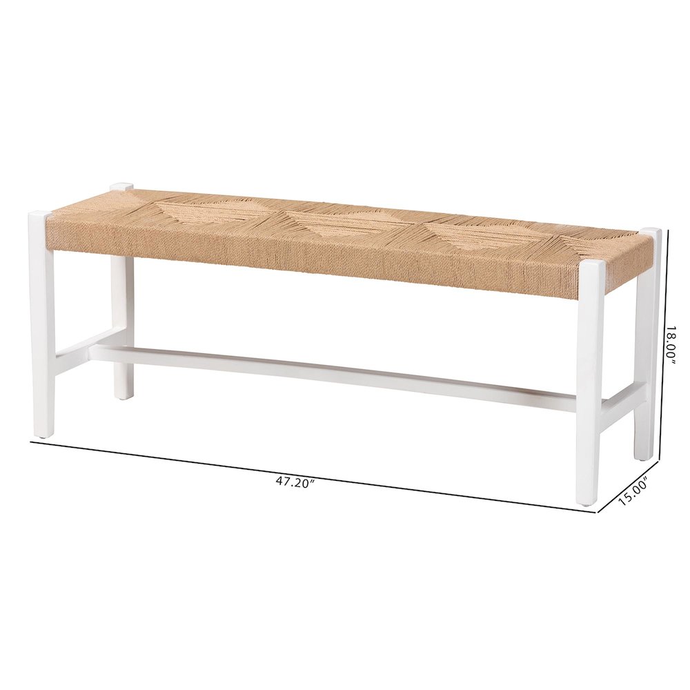 Woven Paper Loom Bench with Mahogany Wood Frame - Handcrafted Accent Seating. Picture 7