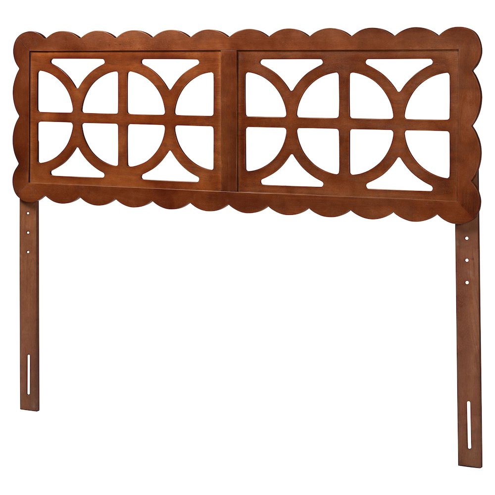 Wood Headboard with Scalloped Frame - Geometric Cutout Decorative Panel, Full. Picture 1