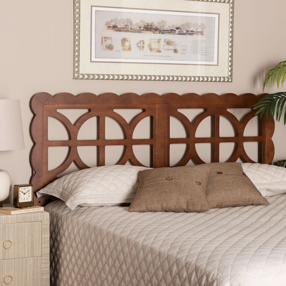 Wood Headboard with Scalloped Frame - Geometric Cutout Decorative Panel, Full. Picture 4