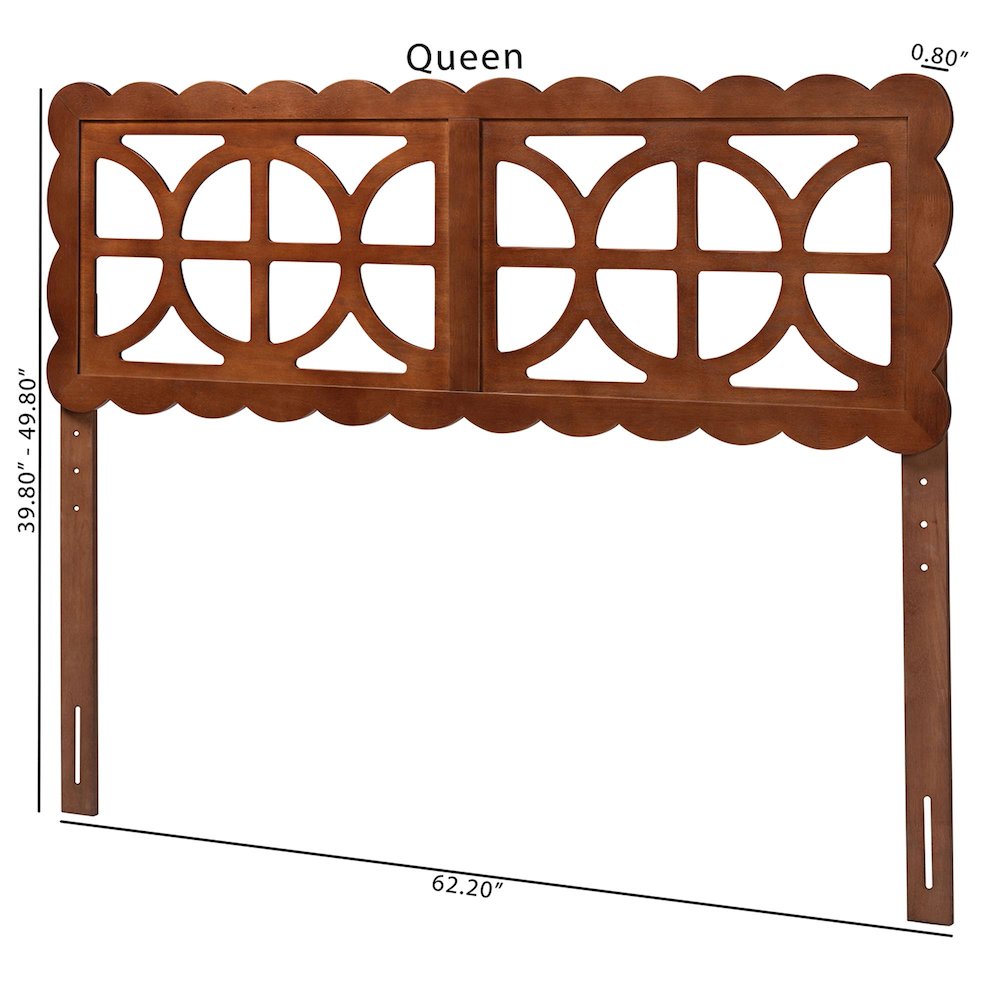 Wood Headboard with Scalloped Frame - Geometric Cutout Decorative Panel, Full. Picture 6