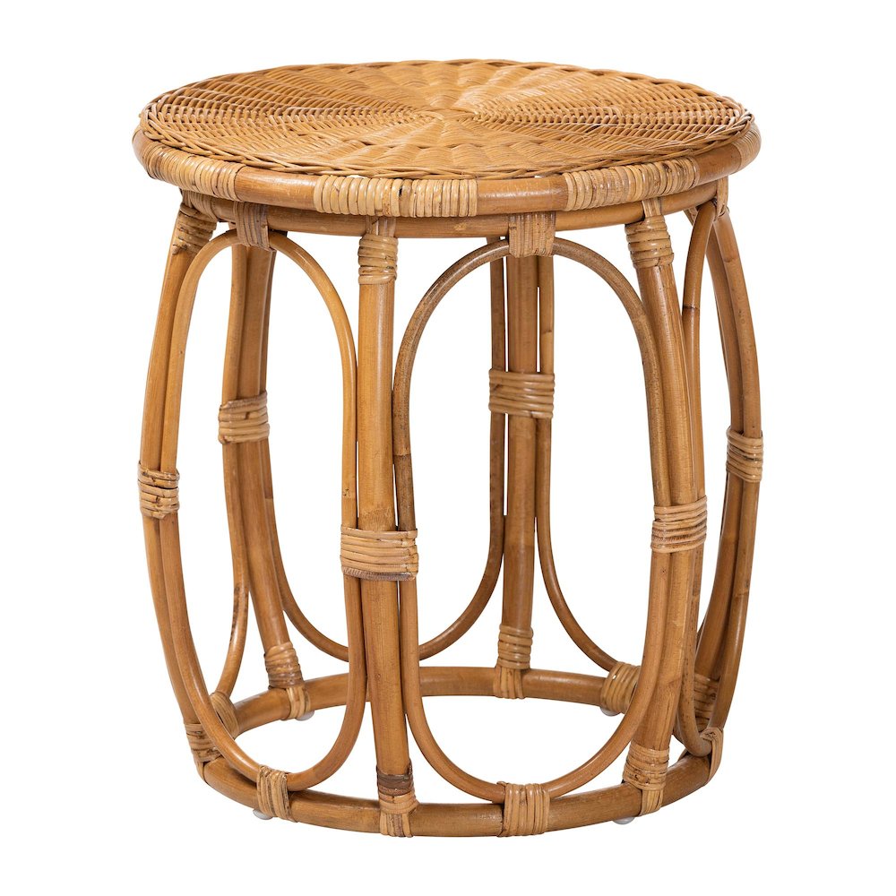 Jayana Natural Rattan Round End Table - Handwoven Wicker Accent Table. Picture 2