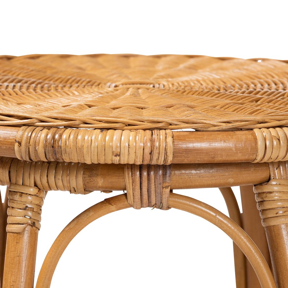 Jayana Natural Rattan Round End Table - Handwoven Wicker Accent Table. Picture 3