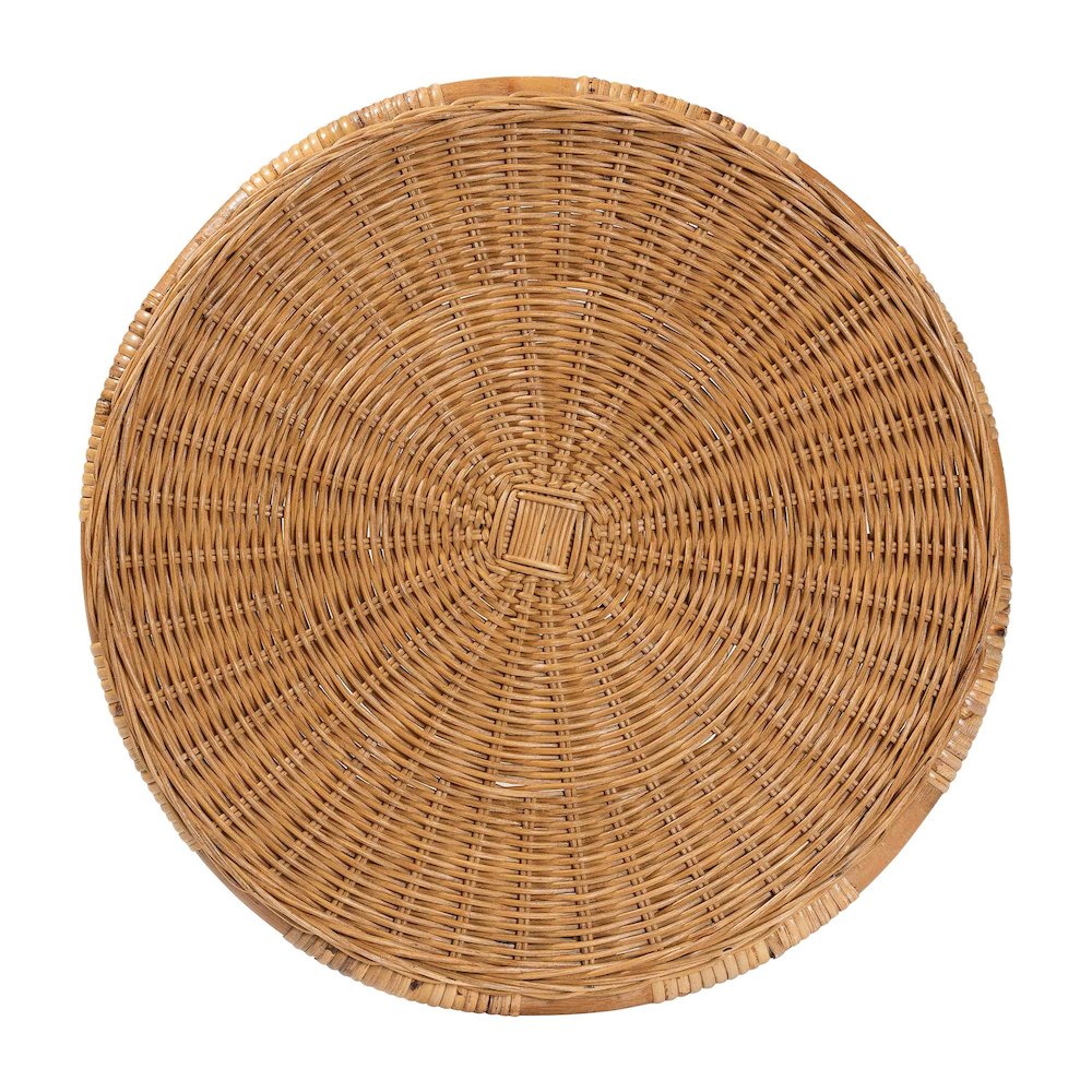 Jayana Natural Rattan Round End Table - Handwoven Wicker Accent Table. Picture 5