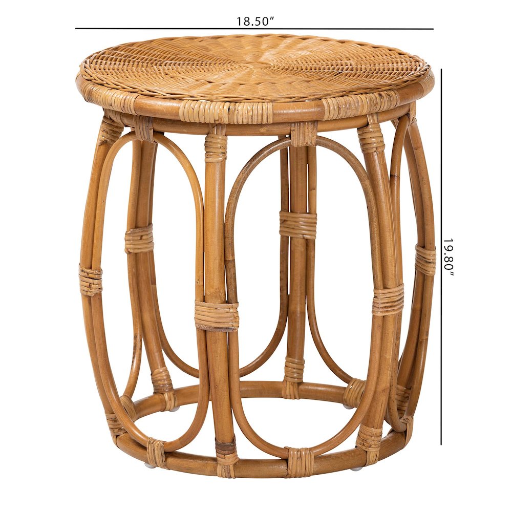 Jayana Natural Rattan Round End Table - Handwoven Wicker Accent Table. Picture 8
