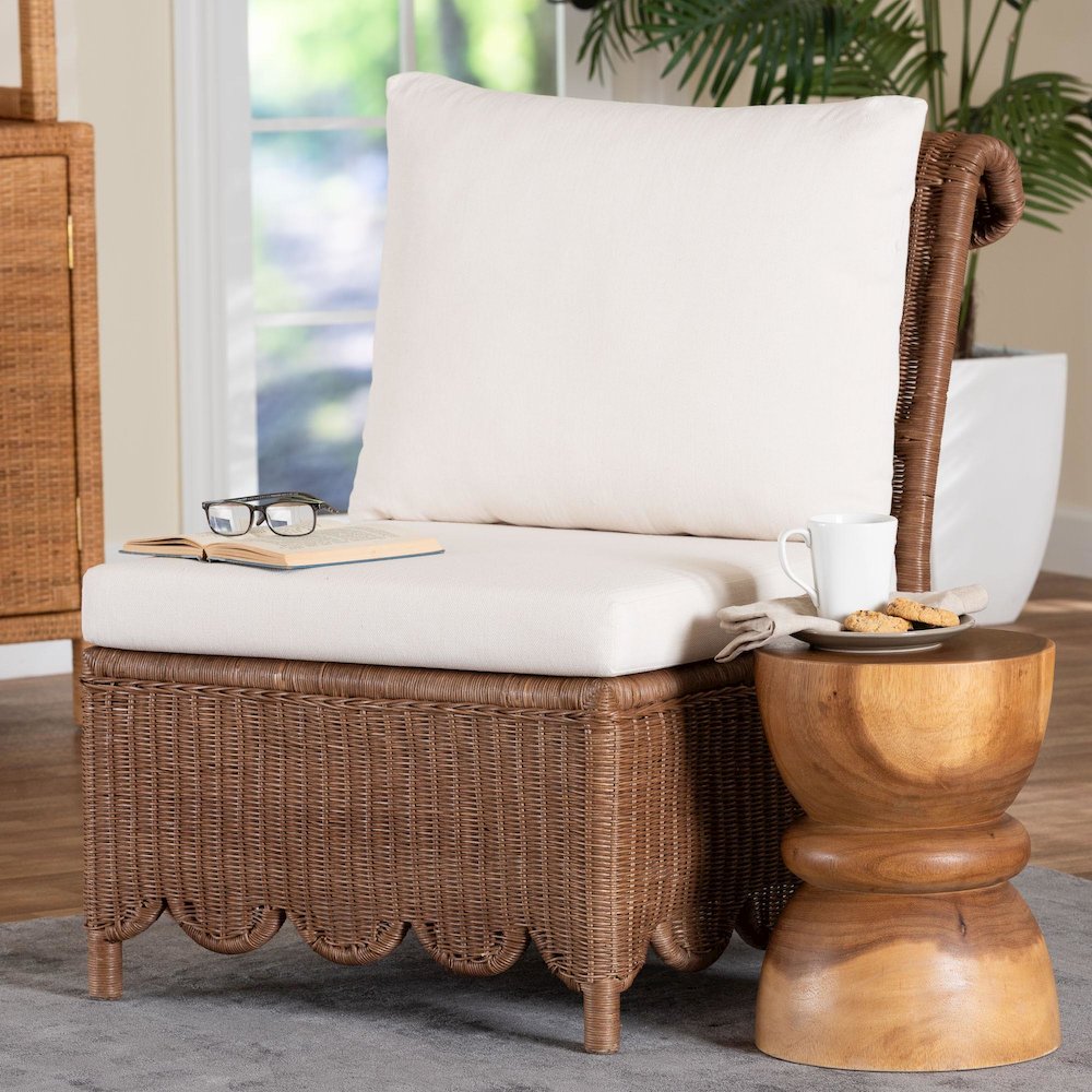 Natural Rattan Accent Chair - Handwoven Wicker Lounge Chair. Picture 7
