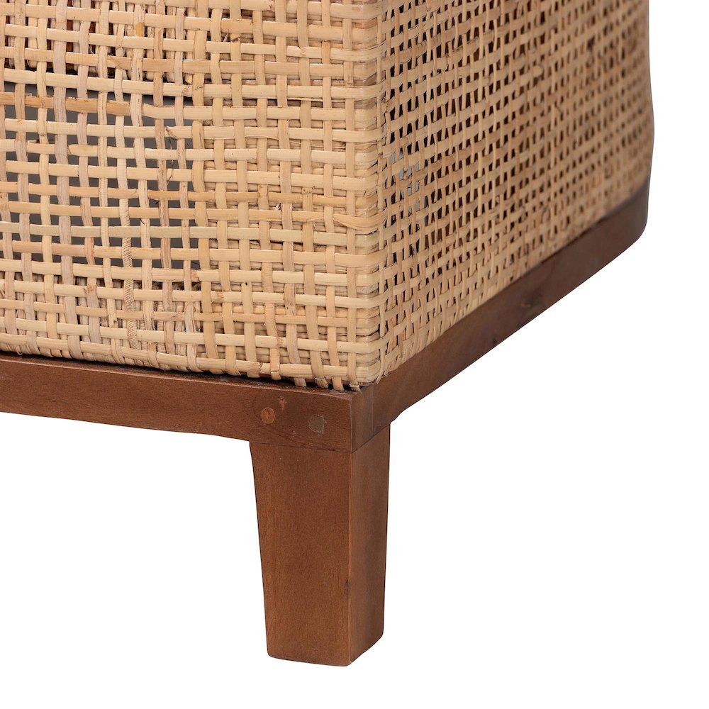 Natural Rattan Sofa with Upholstered Cushions - Coastal Style 3-Seater Couch. Picture 6