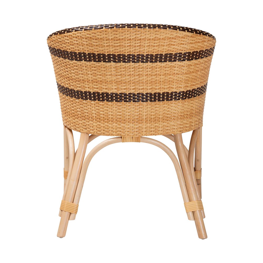 Rattan Dining Chair with Cushion - Barrel-Back Accent Chair with Synthetic Woven. Picture 4