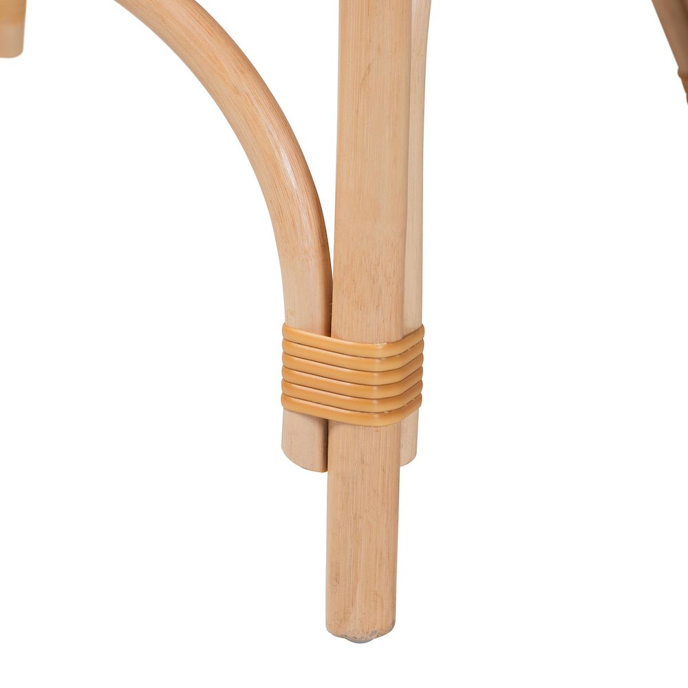 Rattan Dining Chair with Cushion - Barrel-Back Accent Chair with Synthetic Woven. Picture 6