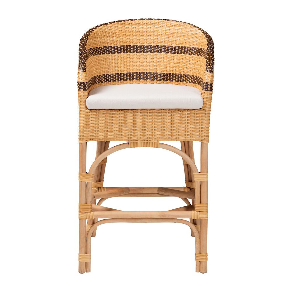Rattan Counter Stool with Cushion-Barrel-Back Counter Chair with Synthetic Woven. Picture 2